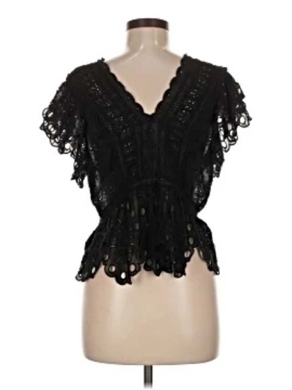Sea New York Black Lace Peplum Blouse